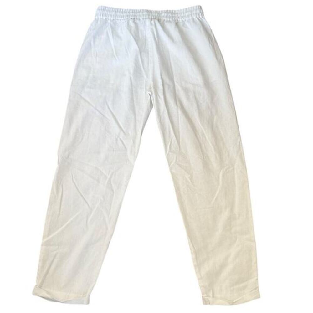 J. Crew Linen Blend Retreat Old Money Beachcore Pull On Relaxed White Women Pant - Picture 3 of 10